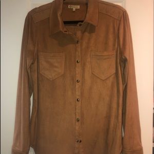 Suede-Feeling Button Up Shirt